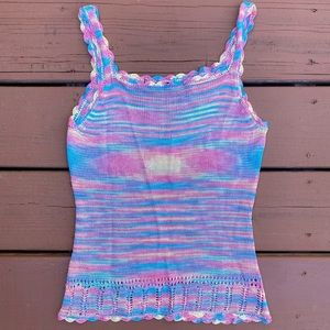Vintage Fiona London y2k Rainbow Crotchet Tank Top
